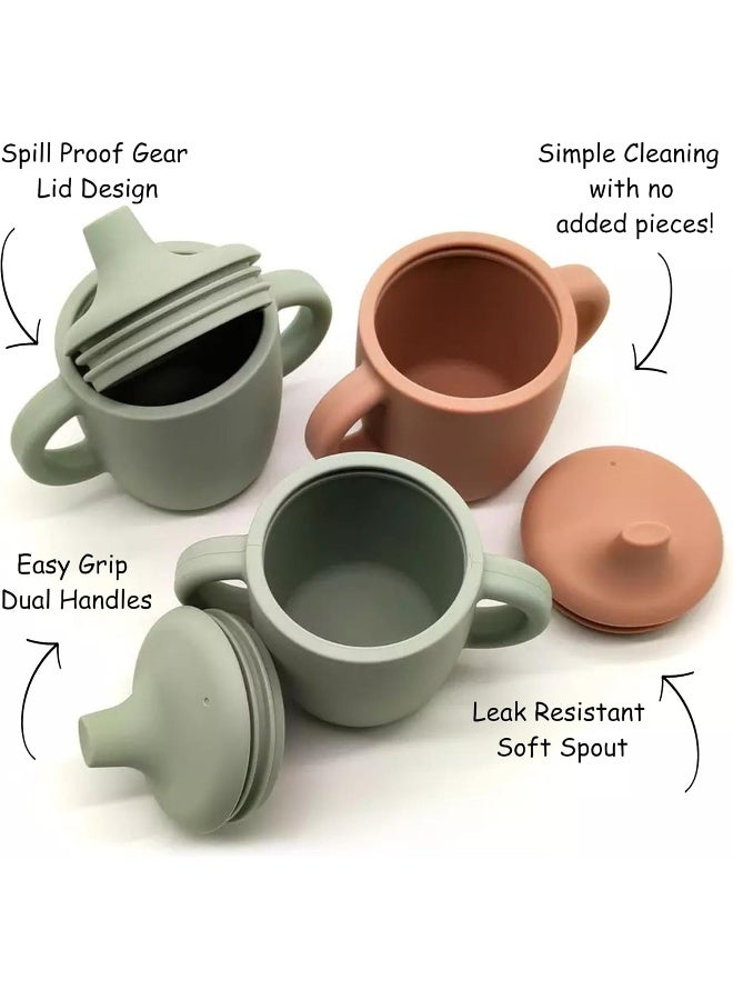 KIDSco. Silicone Sippy Cup and Training Cup for Baby 6 months+ Soft Spout and Handles Unbreakable Easy Grip for Babies 6-12 months and Toddlers 1-3 years 6oz/180ml (Caramel) - Image 3